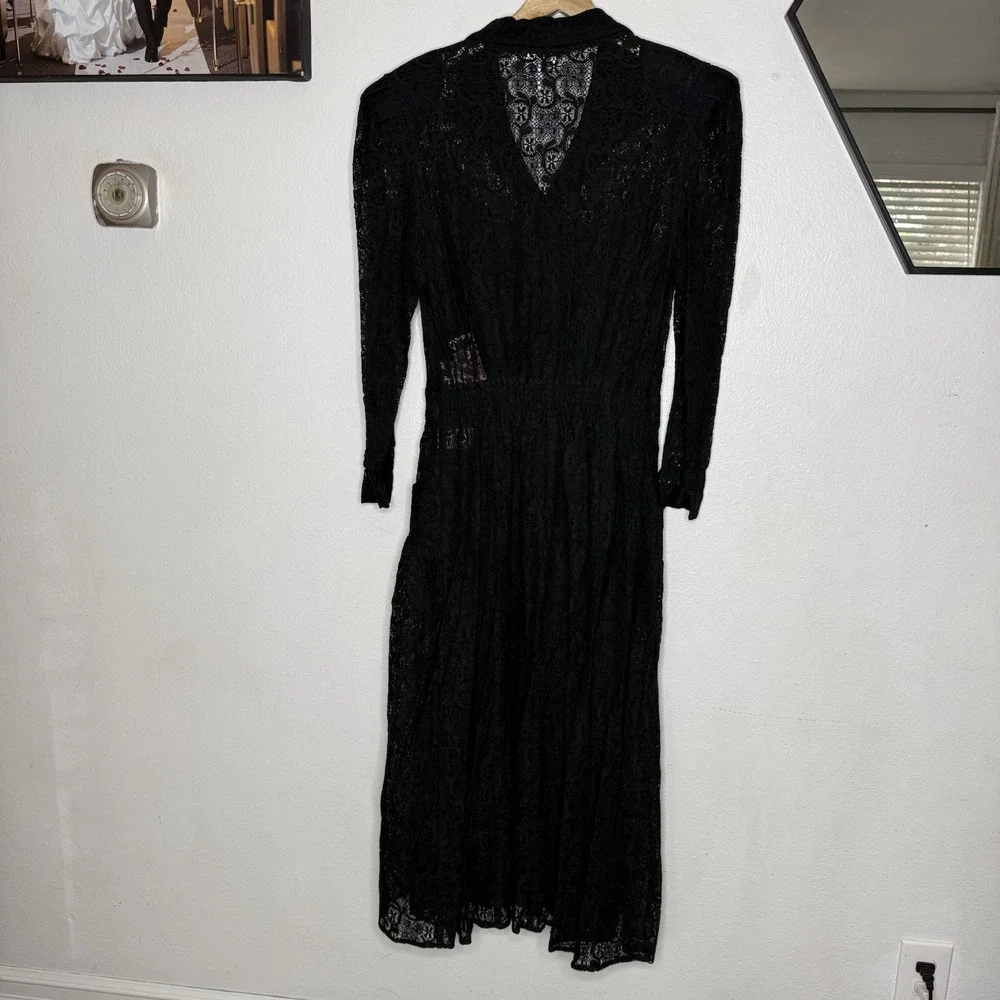 New Vintage‎ Karin Steven's Black Lace Whimsigoth Classic Midi Dress Dark Fairy
